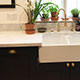 Honed Italian white marble, sink detail